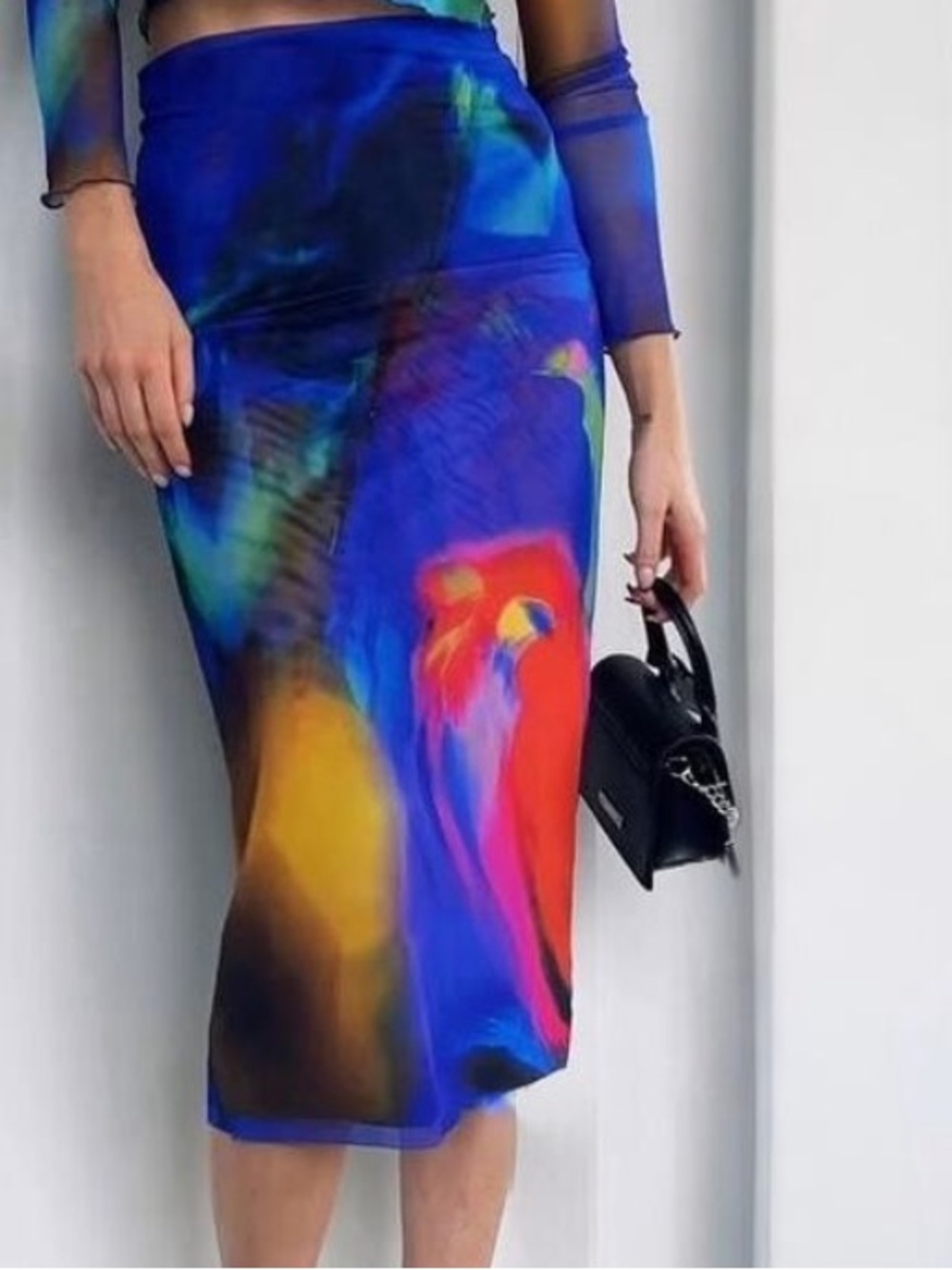 Zara Multicolor Abstract MIDI Skirt - Picture 2 of 4